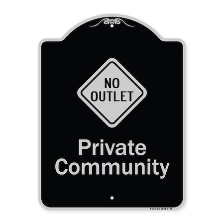 SIGNMISSION Designer Series-Private Community With No Outlet Symbol, 24" x 18", BS-1824-9785 A-DES-BS-1824-9785